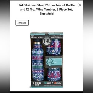 TAL Stainless Steel 26 fl oz Merlot Bottle and 12 fl oz Wine Tumbler, 3 Pc Set